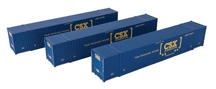 53′ Singamas Corrugated Side Container - 3-Pack -- CSX Transportation, HO, Walthers SceneMaster 18501
