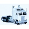 K100 Semi Tractor w/1-Bar Grille & Extra-Long Chassis - Assembled -- White, Chrome Chassis, HO, Herpa Models 35259