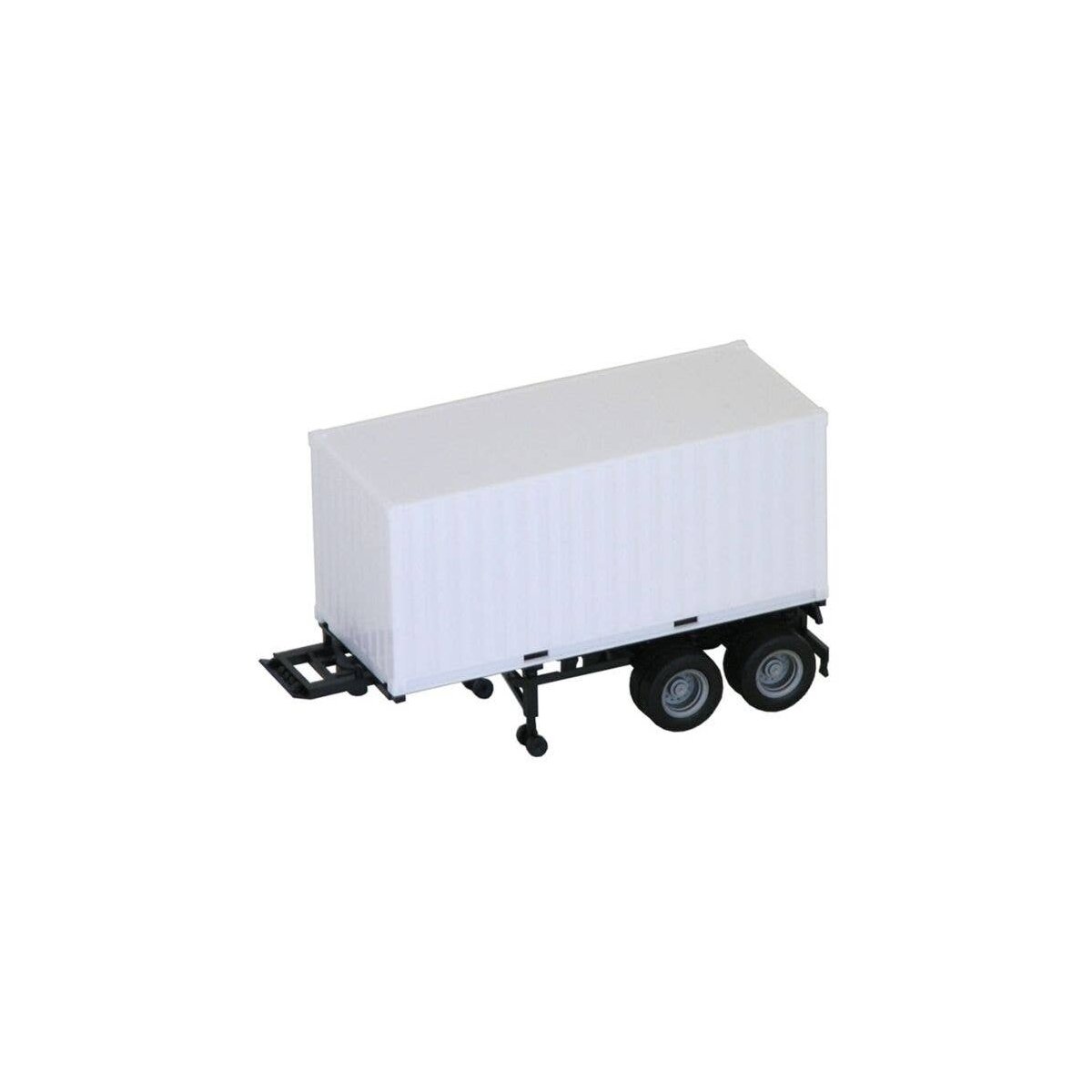 20′ Container on Chassis - Assembled -- White Container, Black Chassis, HO, Herpa Models 5442