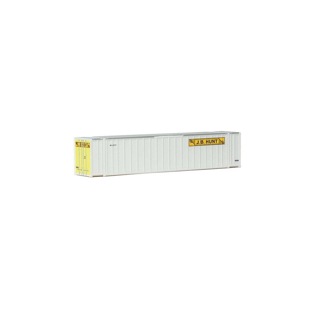 48′ Ribbed-Side Container - Assembled -- J.B. Hunt (white, yellow, black), HO, Walthers SceneMaster 8472