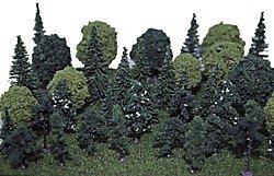 Assorted Trees -- 1-1/2 to 3-1/2′ 3.8 to 8.9cm pkg(40), ALL, Heki/Mini Forest 301
