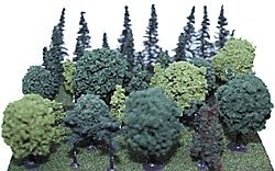 Assorted Trees -- 2 to 3-1/2′ 5.1 to 8.9cm pkg(40), ALL, Heki/Mini Forest 302