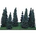 Assorted Pine Trees -- 4 to 7′ 10.2 to 17.8cm pkg(12), ALL, Heki/Mini Forest 307