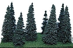 Assorted Pine Trees -- 4 to 7′ 10.2 to 17.8cm pkg(12), ALL, Heki/Mini Forest 307
