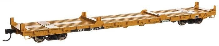 60′ Pullman-Standard Flatcar - Ready to Run -- TTX TTCX 92310 (Container pedestals yellow, black, HO, WalthersMainline 5412