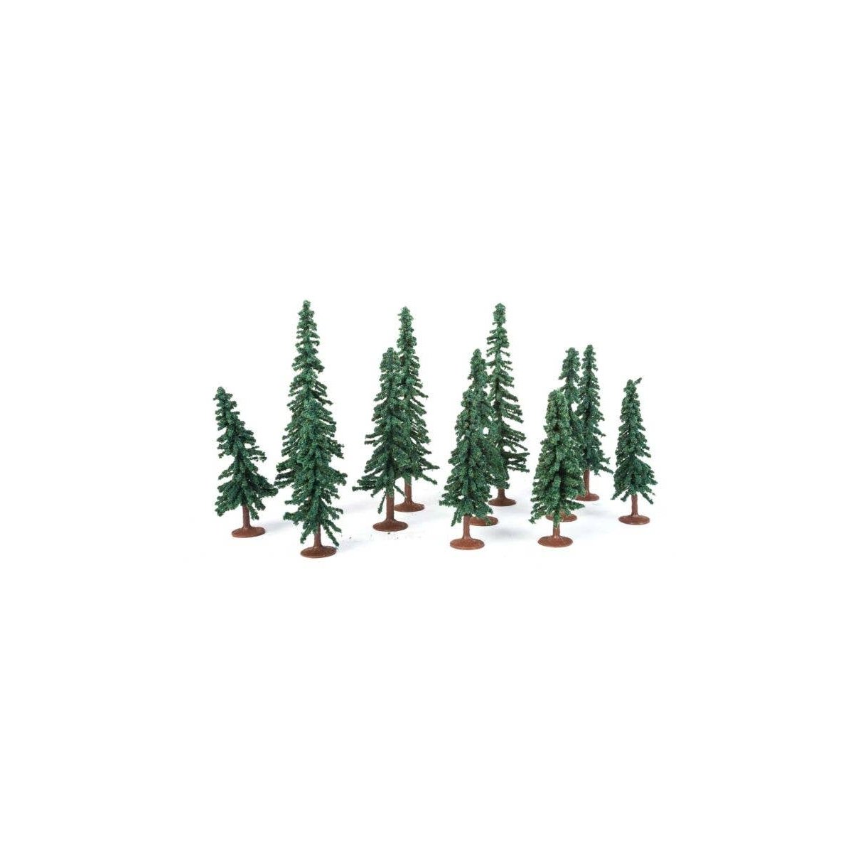 Evergreen-Conifer Trees - Super Scenic Series -- 3 - 5′ 7.6 - 12.7cm pkg(12), ALL, JTT Miniature Tree 92037