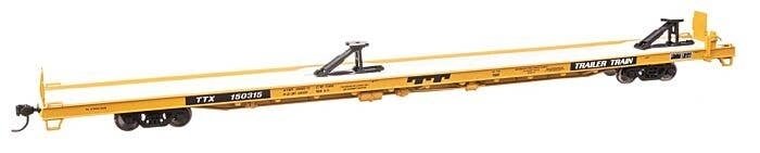 89` Channel Side Flatcar - Ready to Run -- Trailer-Train 150315 (yellow, black 40` Trailer Servi, HO, WalthersMainline 5736