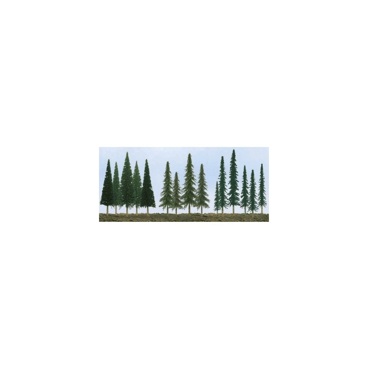 Evergreen Tree Bulk Pack -- 2-1/2 to 6′ 6.4 to 15.2cm pkg(45), ALL, JTT Miniature Tree 92117