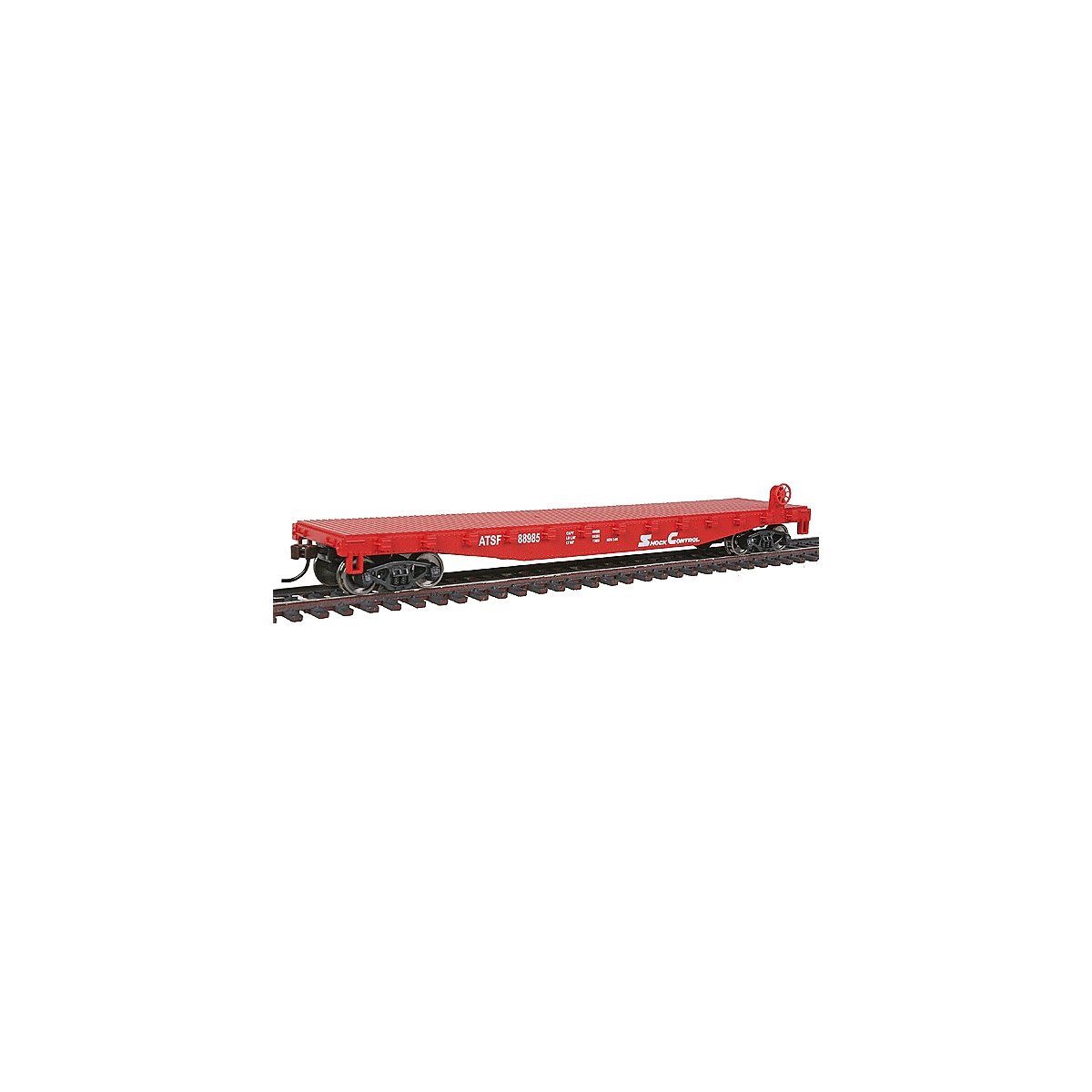 Flatcar - Ready to Run -- Atchison, Topeka & Santa Fe 88985 (red, white), HO, WalthersTrainline 1605
