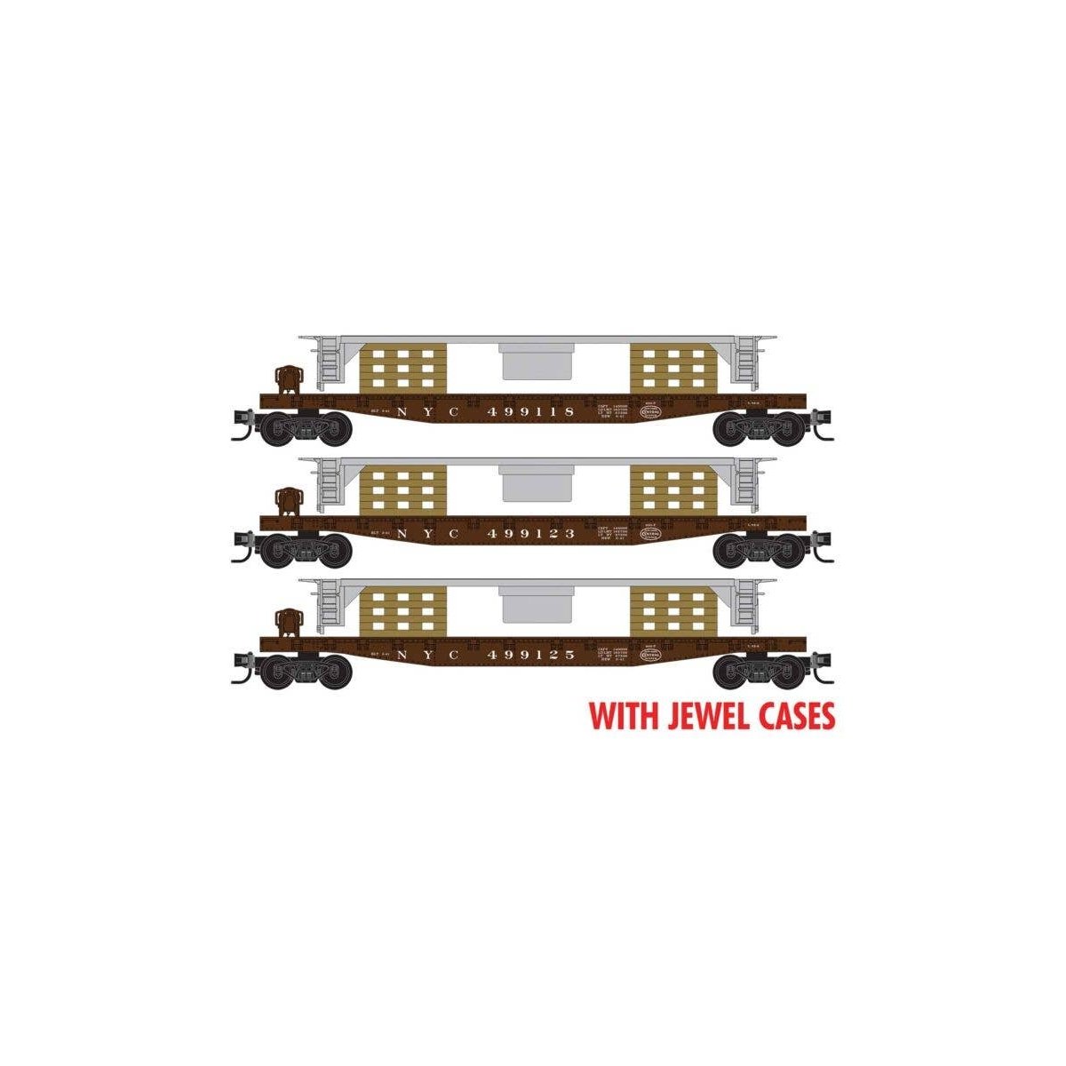 50′ Fishbelly-Side Flatcar w/SW9 Frame Load Kit 3-Pack - Ready to Run -- New York Central 49, N, Micro Trains Line 98302267