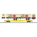 50` Piggyback Flatcar w/Two 24` Trailers - Ready to Run -- Texas Transportation Co. 107 (Pearl Traile, N, Trainman 50006512