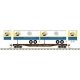 50` Piggyback Flatcar w/Two 24` Trailers - Ready to Run -- Santa Fe 95763 (Falstaff Trailers white, b, N, Trainman 50006506