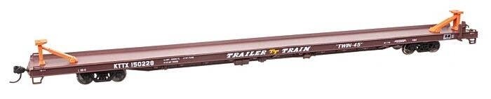 89` Channel Side Flatcar - Ready to Run -- Trailer-Train KTTX 150228 (1960s brown, Twin 45`), HO, WalthersMainline 5748