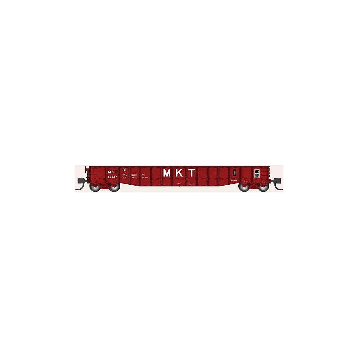 52`6` 15-Panel Mill Gondola - Lightly Dented Sides - Ready to Run -- Missouri-Kansas-Texas 12227 (r, N, Bluford Shops 52140