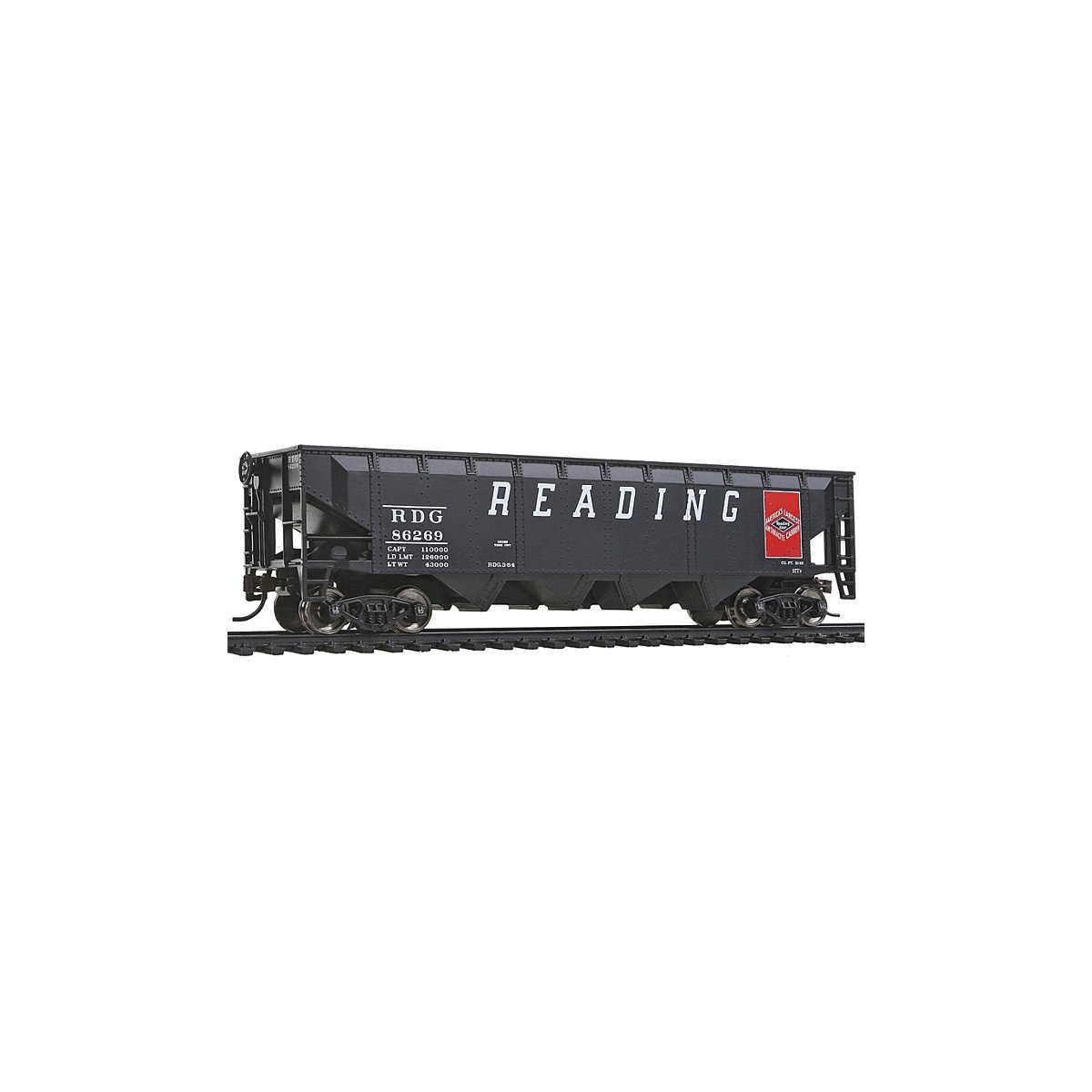 Offset Hopper - Ready to Run -- Reading (black, red Large Lettering, Anthracite Logo), HO, WalthersTrainline 1422