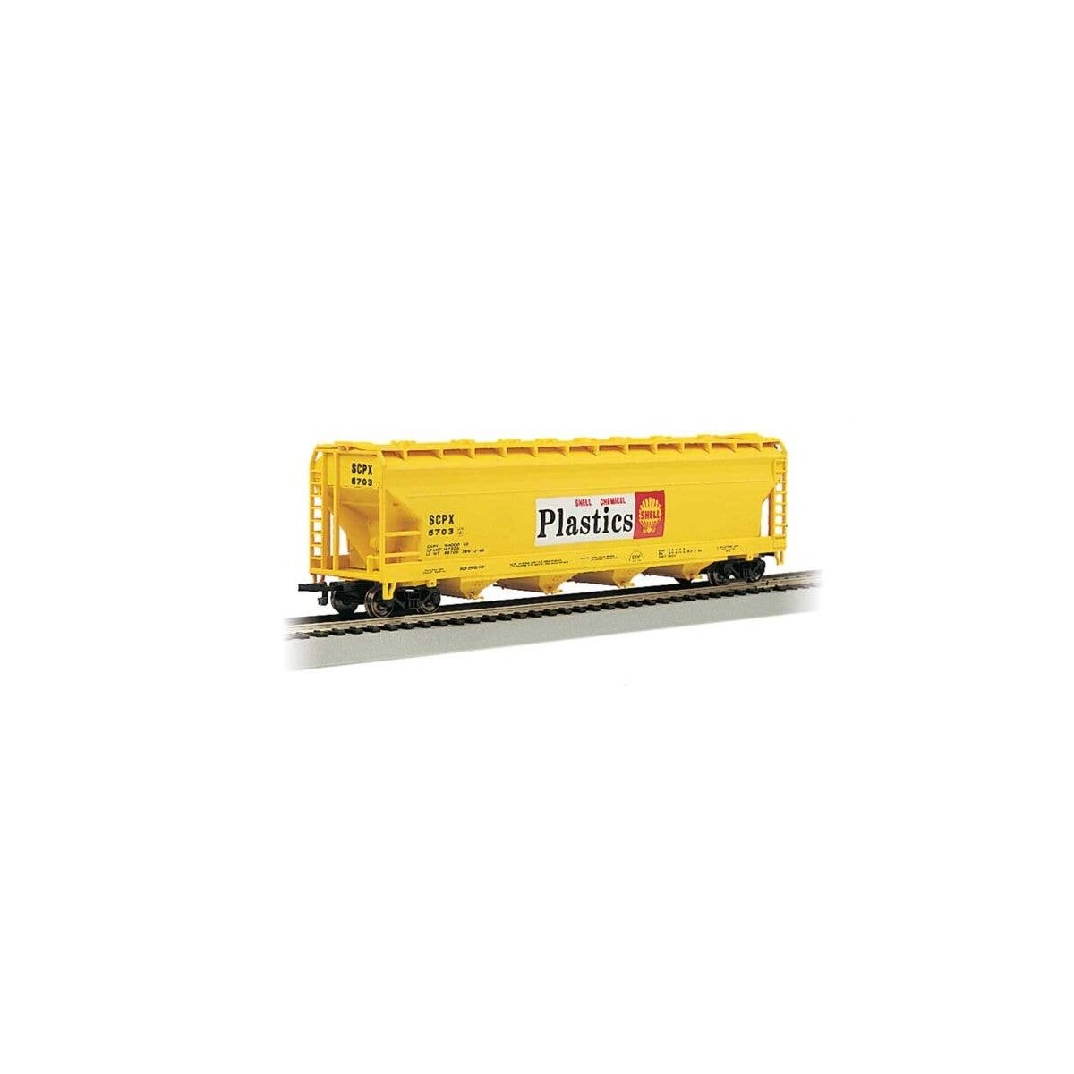 56′ ACF Center-Flow Covered Hopper - Ready to Run - Silver Series(R) -- Shell Oil Company - , HO, Bachmann Industries 17534