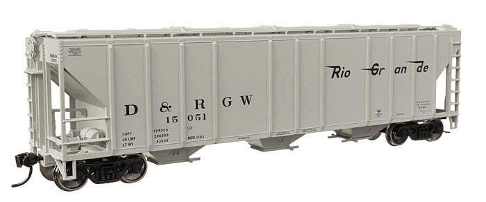 50′ Pullman-Standard PS2-CD 4427 3-Bay Covered Hopper - Ready to Run -- Denver & Rio Grande Wes, HO, WalthersMainline 49410