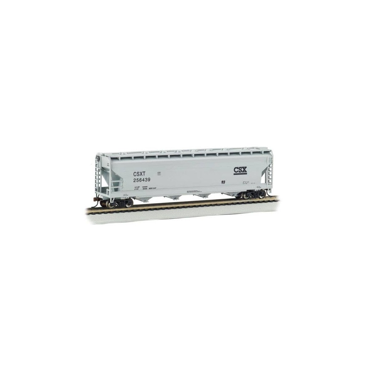 Silver Series(R) 56′ ACF Center-Flow Covered Hopper - Ready to Run -- CSX Transportation 256, HO, Bachmann Industries 17501