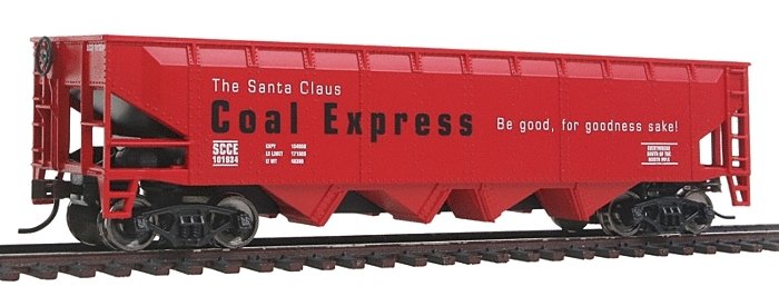Offset Hopper - Ready to Run -- Santa Claus Coal Express, HO, WalthersTrainline 1439