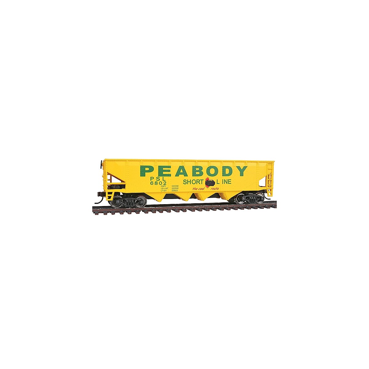 Offset Quad Hopper - Ready To Run -- Peabody Short Line 6802, HO, WalthersTrainline 1658