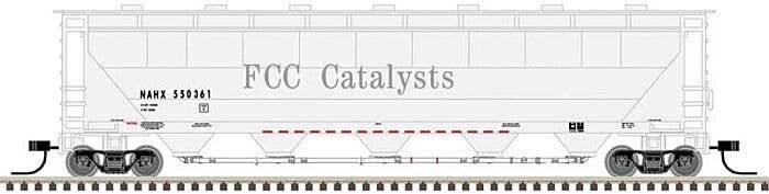 Trinity PD5000 Covered Hopper - Ready to Run -- FCC Catalysts NAHX 550351 (white, gra, N, Atlas Model Railroad Co. 50005675