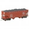 50-Ton AAR Standard Offset 2-Bay Open Hopper w/Coal Load - Ready to Run -- Milwaukee Road , HO, Kadee Quality Products 7528