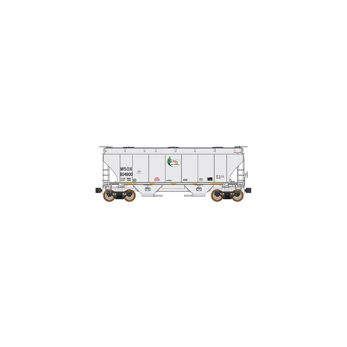 Trinity 3281 2-Bay Covered Hopper - Ready to Run -- First Union Rail WSOX (gray, W, N, Intermountain Railway Company 669010