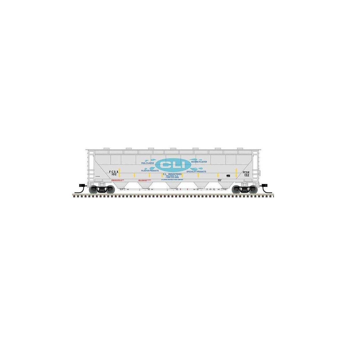 Trinity PD5000 Covered Hopper - Ready to Run -- CLI Industries FCSX 102 (gray, blue), N, Atlas Model Railroad Co. 50005668