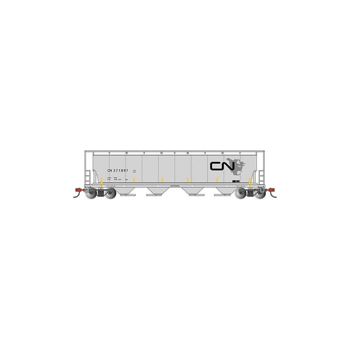 Canadian Cylindrical 4-Bay Grain Hopper - Ready to Run - Silver Series(R) -- Canadian Nationa, N, Bachmann Industries 19159