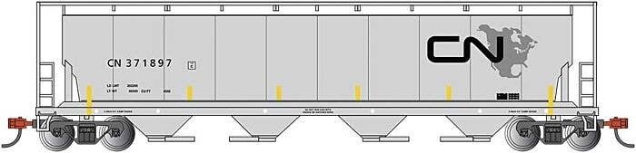 Canadian Cylindrical 4-Bay Grain Hopper - Ready to Run - Silver Series(R) -- Canadian Nationa, N, Bachmann Industries 19159