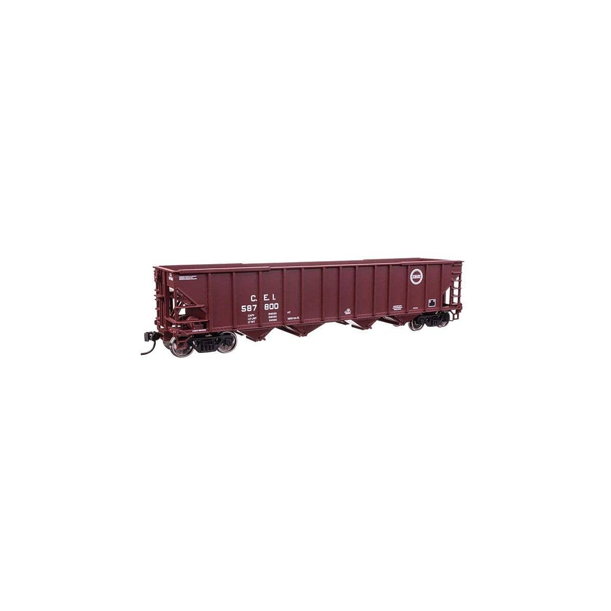 50′ 100-Ton 4-Bay Hopper - Ready to Run -- Chicago & Eastern Illinois 587800, HO, WalthersMainline 57802