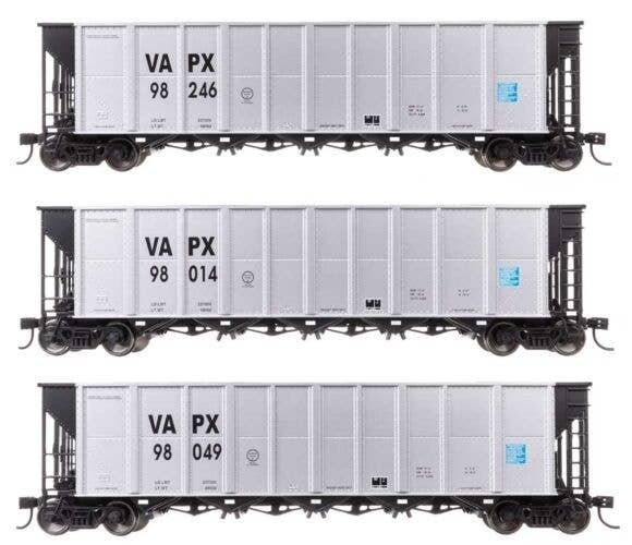 50′ RD-4 Hopper 3-Pack - Ready to Run -- Virginia Power VAPX 98014, 98049, 98246, HO, WalthersMainline 56881