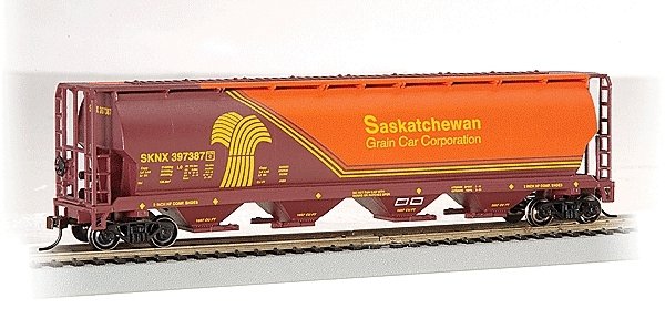 Canadian Cylindrical 4-Bay Grain Hopper - Ready to Run - Silver Series(R) -- Saskatchewan Gr, HO, Bachmann Industries 19140