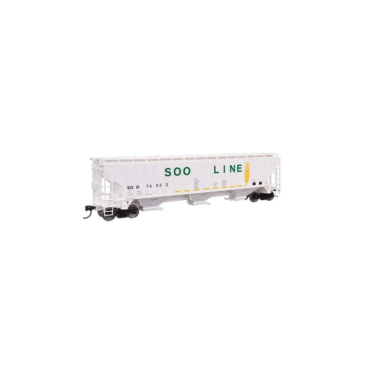 57′ Trinity 4750 3-Bay Covered Hopper - Ready to Run -- Soo Line 74552, HO, WalthersMainline 49074