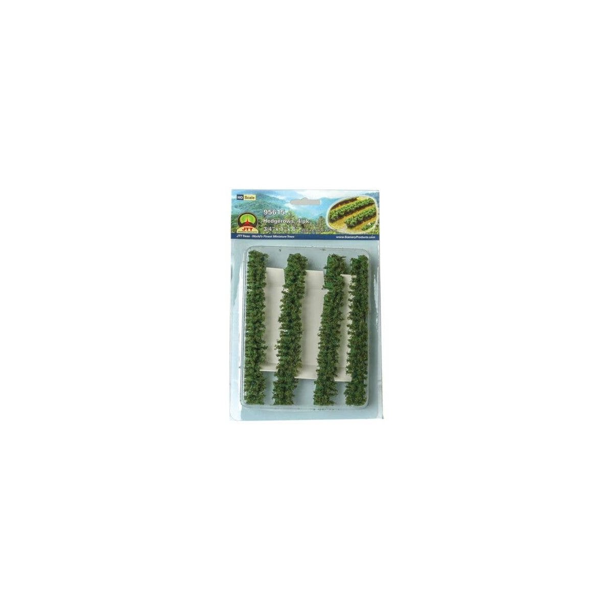 Hedgerows -- 3/4 x 1 x 6′ pkg(4), ALL, JTT Miniature Tree 95615