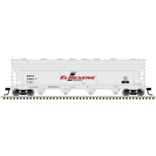 ACF 5250 Covered Hopper - Ready to Run - Master(R) Plus -- EL Rexene 53807 (gray, bl, HO, Atlas Model Railroad Co. 20007376