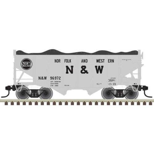 55-Ton Fishbelly Hopper with Load - Ready to Run -- Norfolk & Western 96972 (gray, bl, N, Atlas Model Railroad Co. 50007298