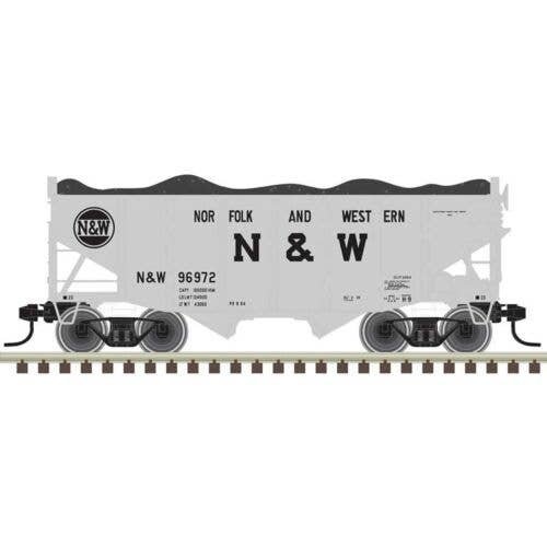 55-Ton Fishbelly Hopper with Load - Ready to Run -- Norfolk & Western 96972 (gray, bl, N, Atlas Model Railroad Co. 50007298