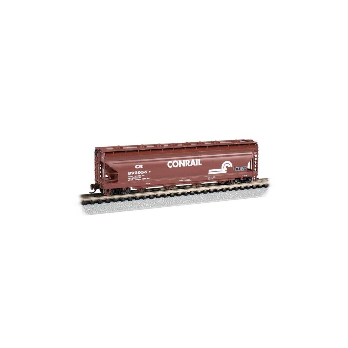 56′ 4-Bay Center-Flow Hopper - Ready to Run - Silver Series(R) -- Conrail 892056 (Boxcar Red,, N, Bachmann Industries 17566