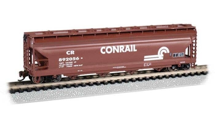 56′ 4-Bay Center-Flow Hopper - Ready to Run - Silver Series(R) -- Conrail 892056 (Boxcar Red,, N, Bachmann Industries 17566