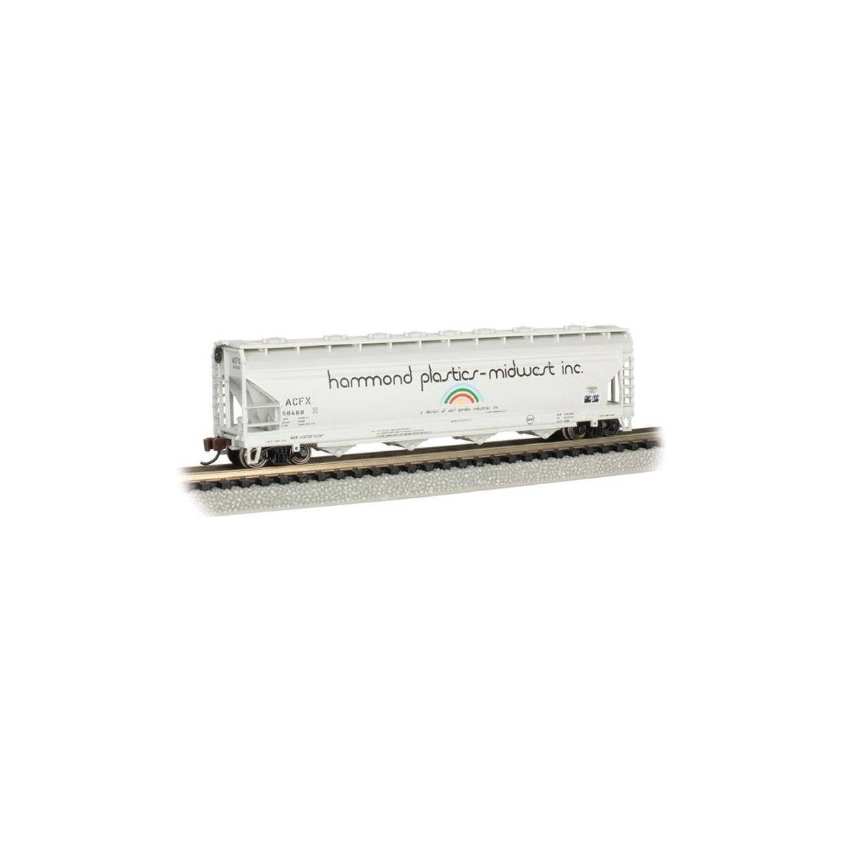 56′ 4-Bay Center-Flow Hopper - Ready to Run - Silver Series(R) -- Hammond Plastics 58468, N, Bachmann Industries 17563