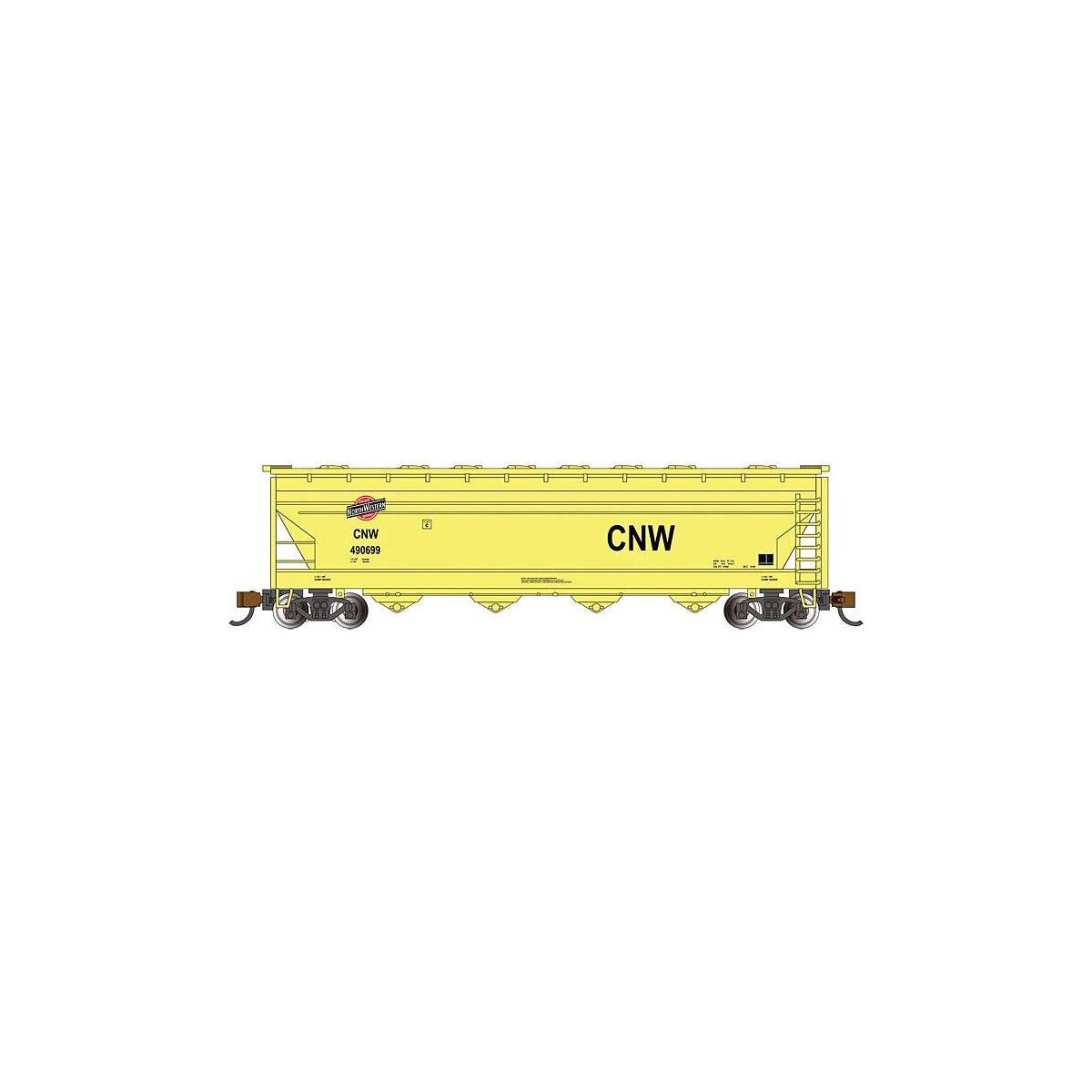 56′ ACF Center-Flow Covered Hopper - Ready to Run - Silver Series(R) -- Chicago & North West, HO, Bachmann Industries 17559