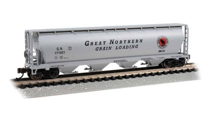 Canadian Cylindrical 4-Bay Grain Hopper - Ready to Run - Silver Series(R) -- Great Northern 1, N, Bachmann Industries 19164