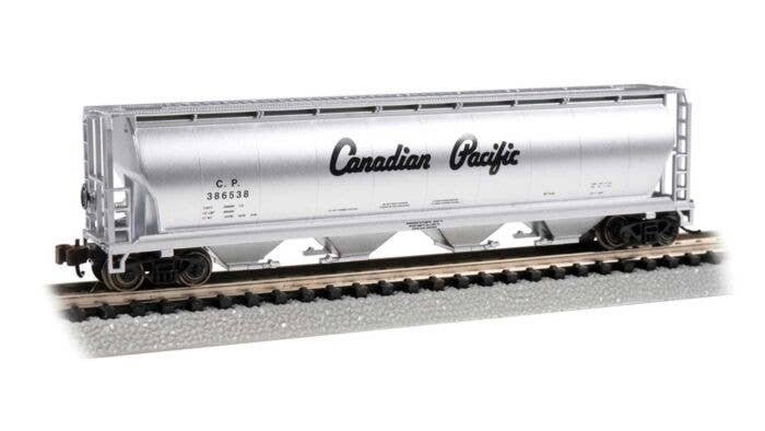 Canadian Cylindrical 4-Bay Grain Hopper - Ready to Run - Silver Series(R) -- Canadian Pacific, N, Bachmann Industries 19165