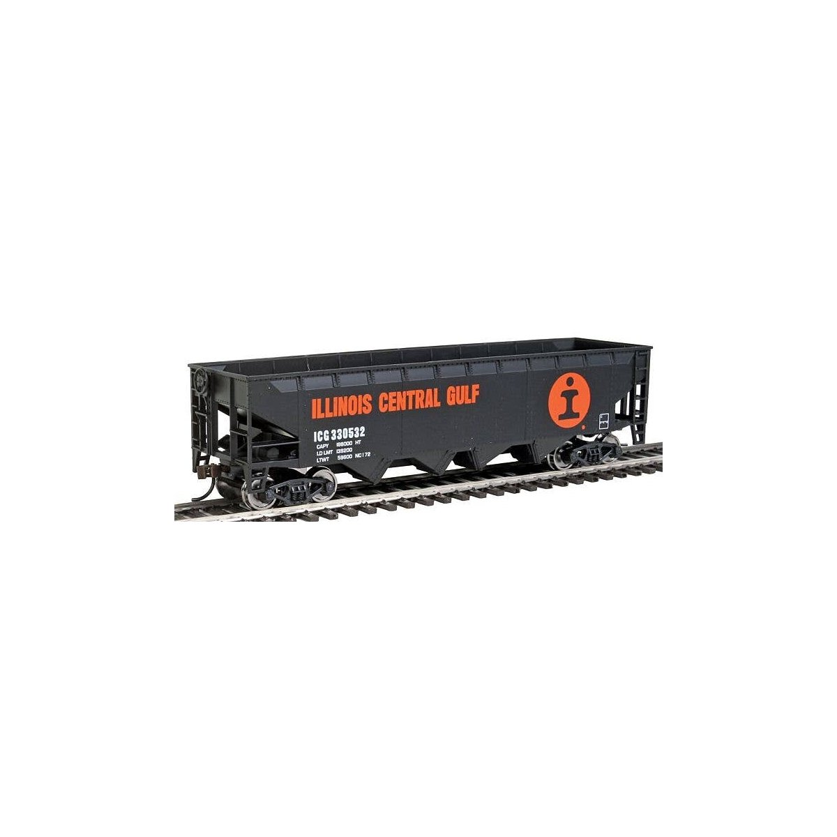 Offset Hopper - Ready to Run -- Illinois Central (orange, black, white Large Logo), HO, WalthersTrainline 1426