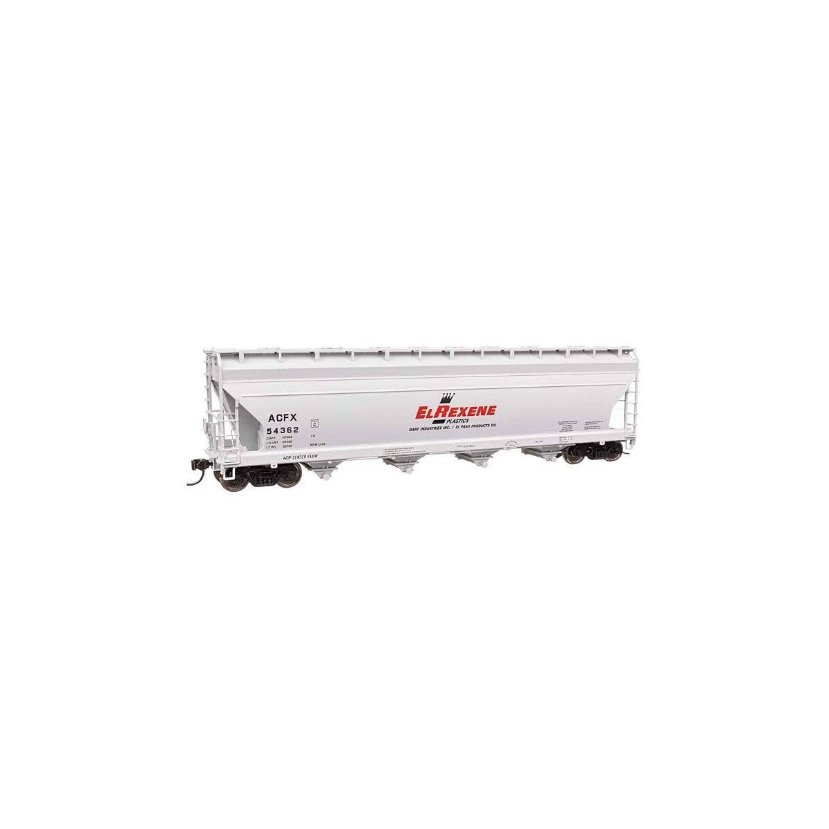 ACF 5250 4-Bay Centerflow Covered Hopper - Ready to Run -- El Rexene ACFX 54362, HO, WalthersMainline 49212