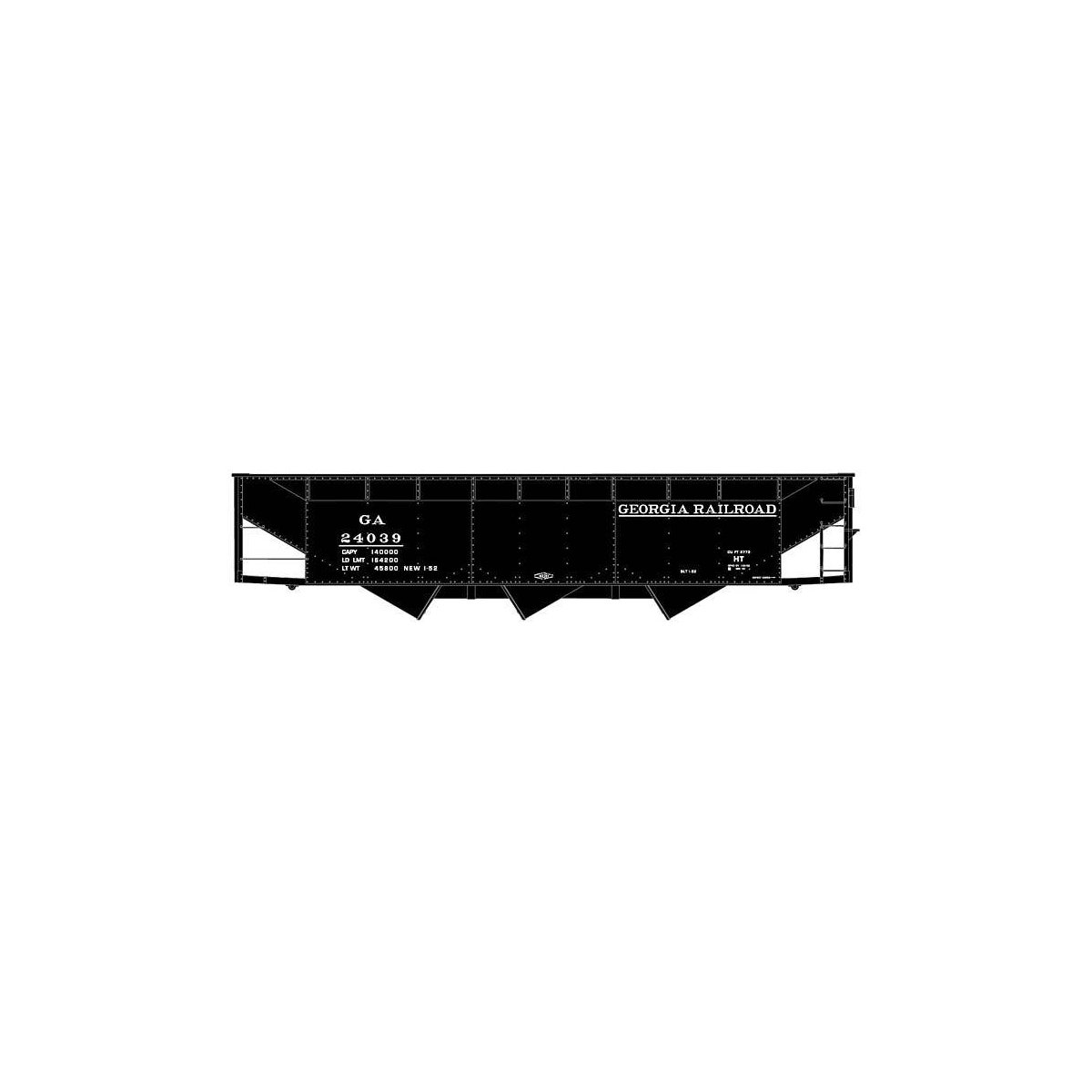 AAR 70-Ton Offset-Side 3-Bay Hopper - Kit -- Georgia Railroad 24039 (black), HO, Accurail Inc 81853