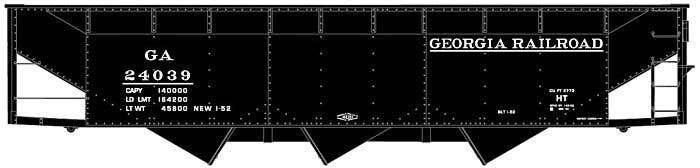 AAR 70-Ton Offset-Side 3-Bay Hopper - Kit -- Georgia Railroad 24039 (black), HO, Accurail Inc 81853
