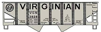 USRA 55-Ton 2-Bay Open Hopper - Kit -- Virginian (class BL-4, gray, black, Billboard Lettering), HO, Accurail Inc 81751