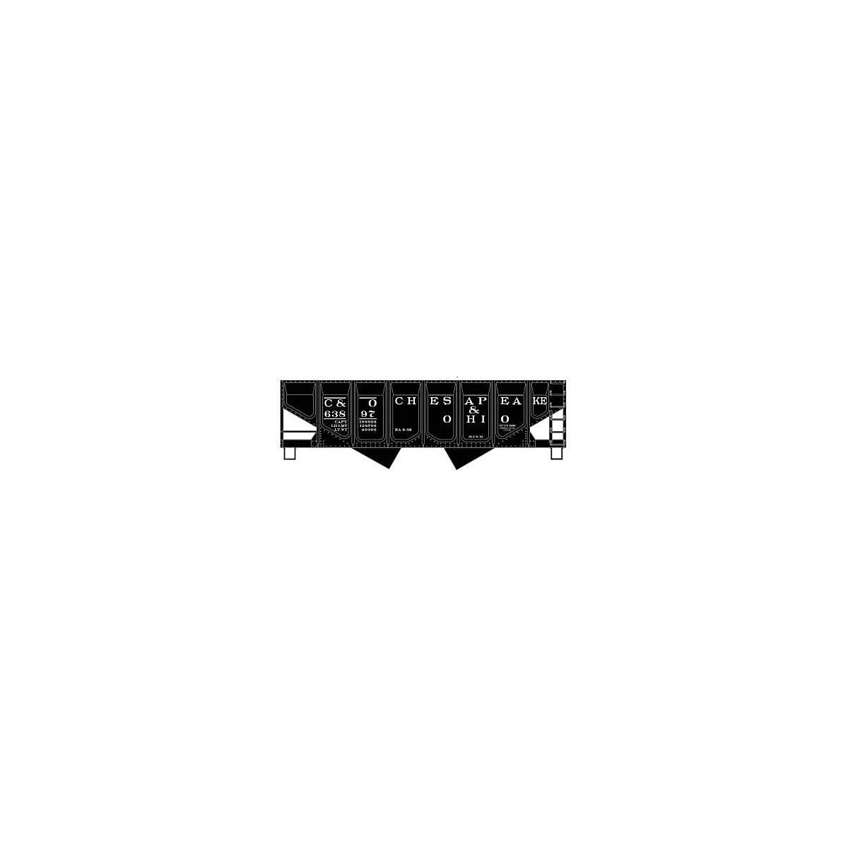55-Ton Panel-Side 2-Bay Hopper - Kit -- Chesapeake & Ohio 63897 (black), HO, Accurail Inc 81863